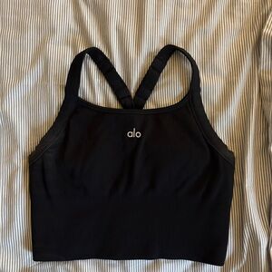 ALO Yoga Black Ribbed bra tank top